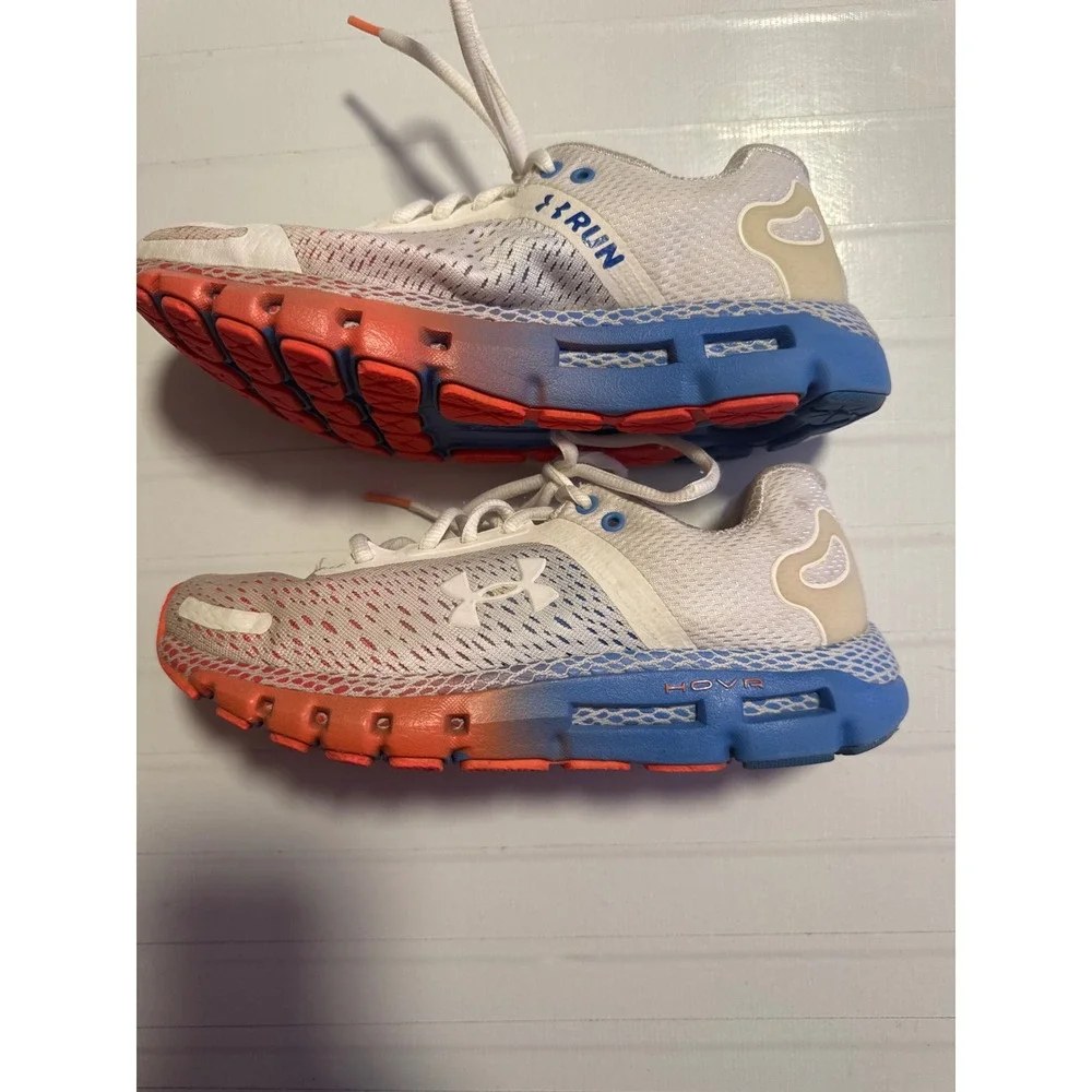Under‎ Armour HOVR Infinite Womens Running Shoes 7 White Blue Orange 3022597-103